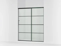 62-1/4"-65-5/8" W x 75-1/2" H sliding shower door with 5/16"-thick Crystal Clear glass