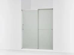 56-1/4"-59-5/8" W x 70-1/2" H sliding shower door with 1/4"-thick Frosted glass