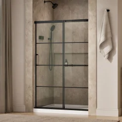 44-1/4"-47-5/8" W x 70-1/2" H sliding shower door with 1/4"-thick Crystal Clear glass