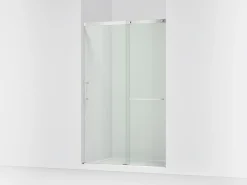 50-1/4"-53-5/8" W x 75-1/2" H sliding shower door with 5/16"-thick Crystal Clear glass