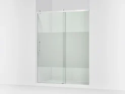 56-5/8"-59-5/8" W x 76.99" H sliding shower door with 3/8"-thick Crystal Clear glass
