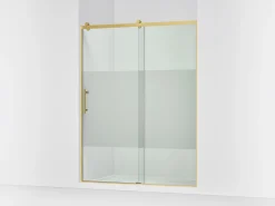56-5/8"-59-5/8" W x 76.99" H sliding shower door with 3/8"-thick Crystal Clear glass