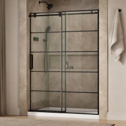56-1/8"-59-7/8" W x 78" H sliding shower door with 3/8"-thick Crystal Clear glass
