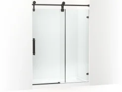 58-1/4"-59-1/4" W x 80-7/8" H sliding shower door with 3/8"-thick Crystal Clear glass