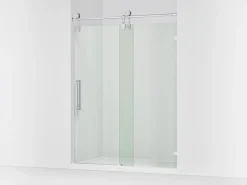 57-1/4"-58-1/4" W x 80-7/8" H sliding shower door with 3/8"-thick Crystal Clear glass