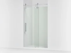 45-1/4"-46-1/4" W x 80-7/8" H sliding shower door with 3/8"-thick Crystal Clear glass
