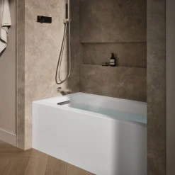 60" x 32" alcove bath with integral apron, integral flange, and left-hand drain