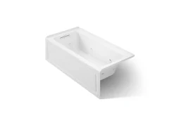 60" x 30" alcove heated whirlpool bath, left drain