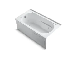 60" x 32" alcove heated whirlpool bath, left drain