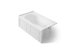 60" x 32" alcove heated whirlpool bath, right drain