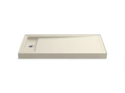60" x 32" alcove shower base, left offset drain