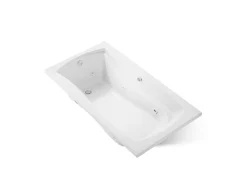 66" x 35-7/8" drop-in whirlpool bath with Bask® heated surface and end drain