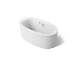 65-1/2" x 35-1/2" freestanding bath with Bask® heated surface and straight shroud