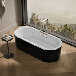 63" x 28-3/8" freestanding bath with shroud