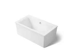 60" x 34" freestanding bath with straight shroud