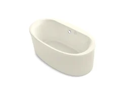 65-1/2" x 35-1/2" freestanding Heated BubbleMassage™ air bath with Bask® heated surface and straight shroud