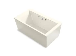 60" x 34" freestanding Heated BubbleMassage™ air bath with Bask® heated surface and straight shroud