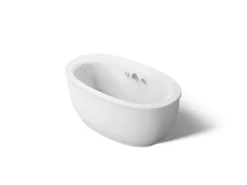 60-1/2" x 34-1/2" freestanding Heated BubbleMassage™ air bath with Bask® heated surface and fluted shroud