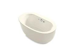 60-1/2" x 34-1/2" freestanding Heated BubbleMassage™ air bath with Bask® heated surface and fluted shroud