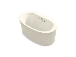 60-1/2" x 34-1/2" freestanding Heated BubbleMassage™ air bath with Bask® heated surface and straight shroud