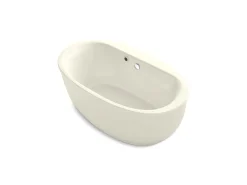 65-1/2" x 35-1/2" oval freestanding bath with Bask® heated surface and fluted shroud